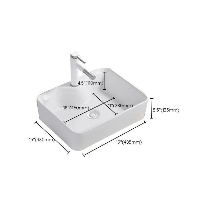 Modern Wash Stand Porcelain Rectangular with Drain Assembly and Pop-Up Drain Vessel Sink -Bathlova