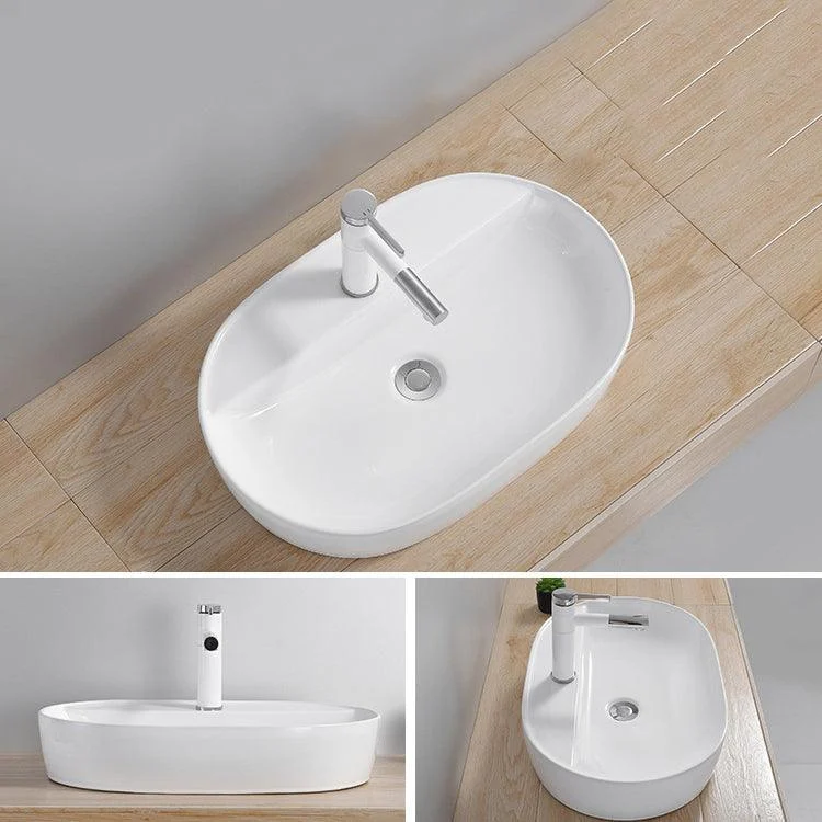 Modern Wash Stand Porcelain Rectangular with Drain Assembly and Pop-Up Drain Vessel Sink -Bathlova