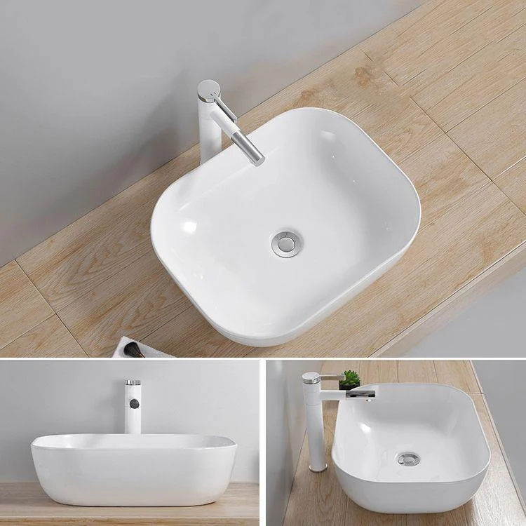 Modern Wash Stand Porcelain Rectangular with Drain Assembly and Pop-Up Drain Vessel Sink -Bathlova