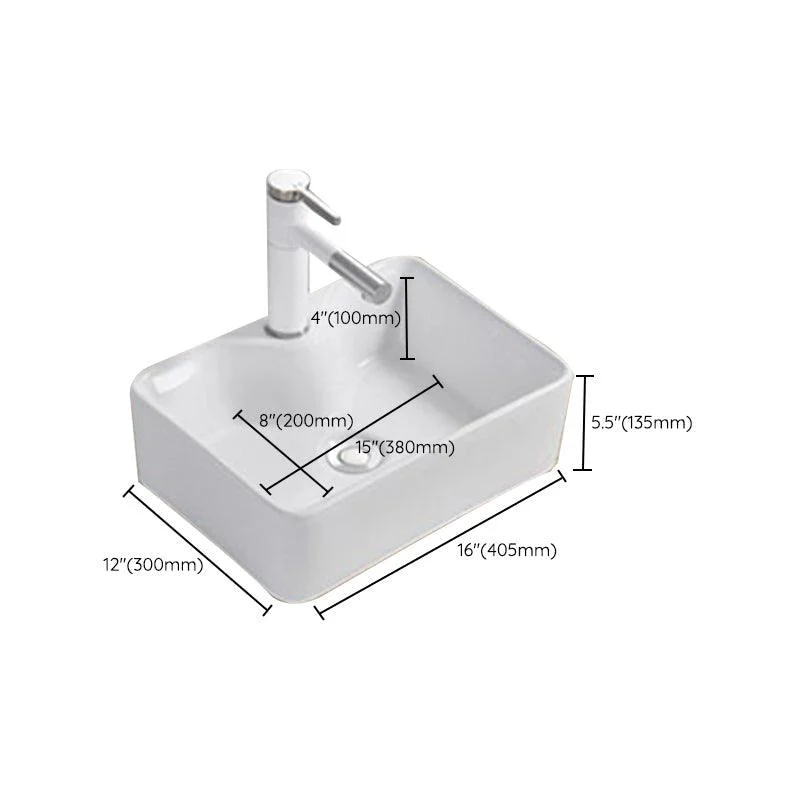 Modern Wash Stand Porcelain Rectangular with Drain Assembly and Pop-Up Drain Vessel Sink -Bathlova