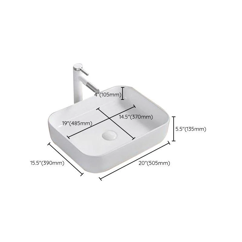 Modern Wash Stand Porcelain Rectangular with Drain Assembly and Pop-Up Drain Vessel Sink -Bathlova