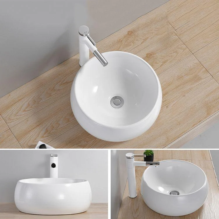 Modern Wash Stand Porcelain Rectangular with Drain Assembly and Pop-Up Drain Vessel Sink -Bathlova