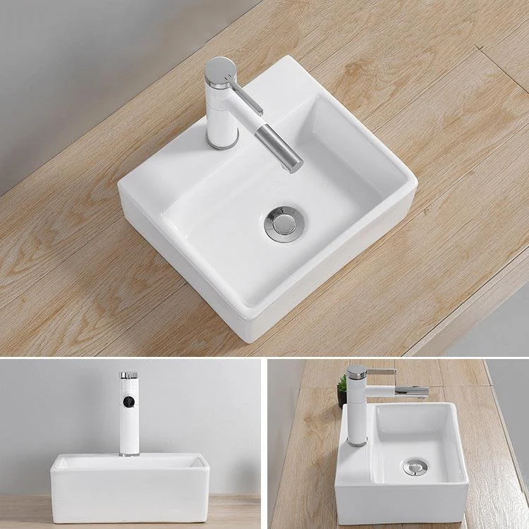 Modern Wash Stand Porcelain Rectangular with Drain Assembly and Pop-Up Drain Vessel Sink -Bathlova