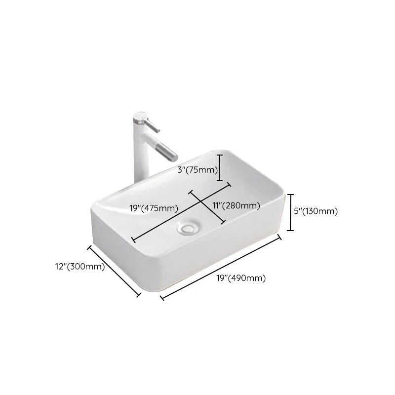 Modern Wash Stand Porcelain Rectangular with Drain Assembly and Pop-Up Drain Vessel Sink -Bathlova