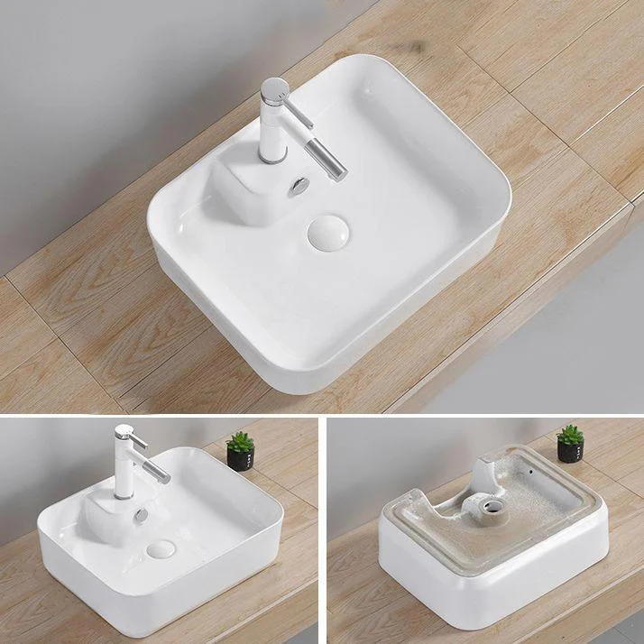 Modern Wash Stand Porcelain Rectangular with Drain Assembly and Pop-Up Drain Vessel Sink -Bathlova