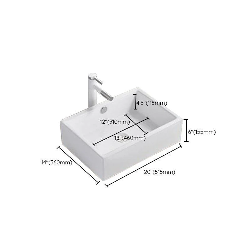 Modern Wash Stand Porcelain Rectangular with Drain Assembly and Pop-Up Drain Vessel Sink -Bathlova