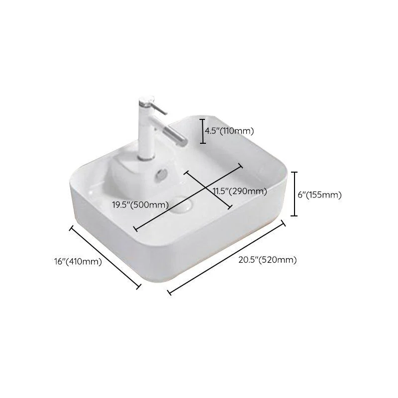 Modern Wash Stand Porcelain Rectangular with Drain Assembly and Pop-Up Drain Vessel Sink -Bathlova