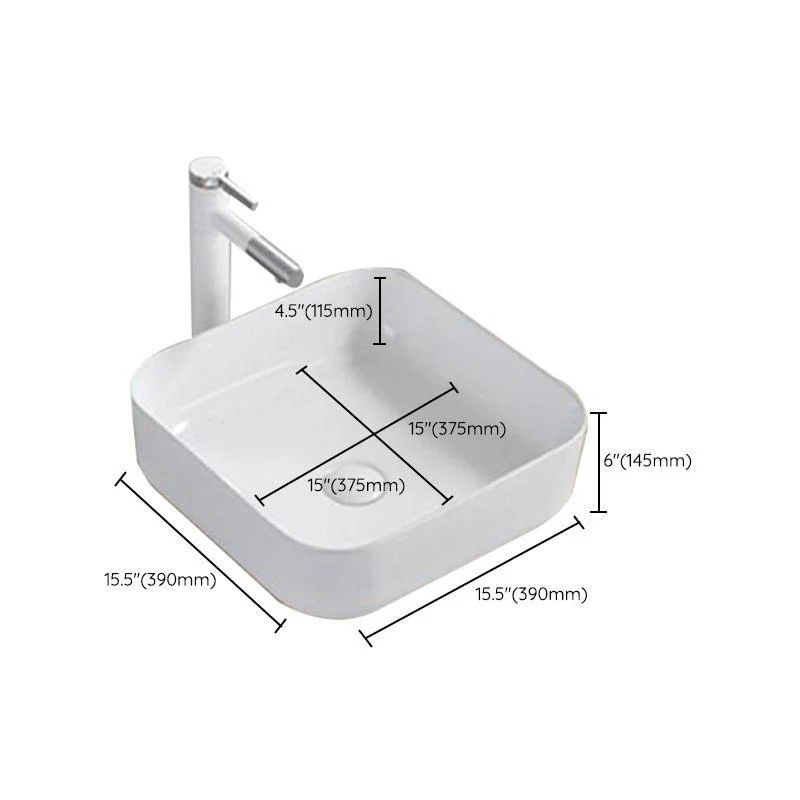 Modern Wash Stand Porcelain Rectangular with Drain Assembly and Pop-Up Drain Vessel Sink -Bathlova