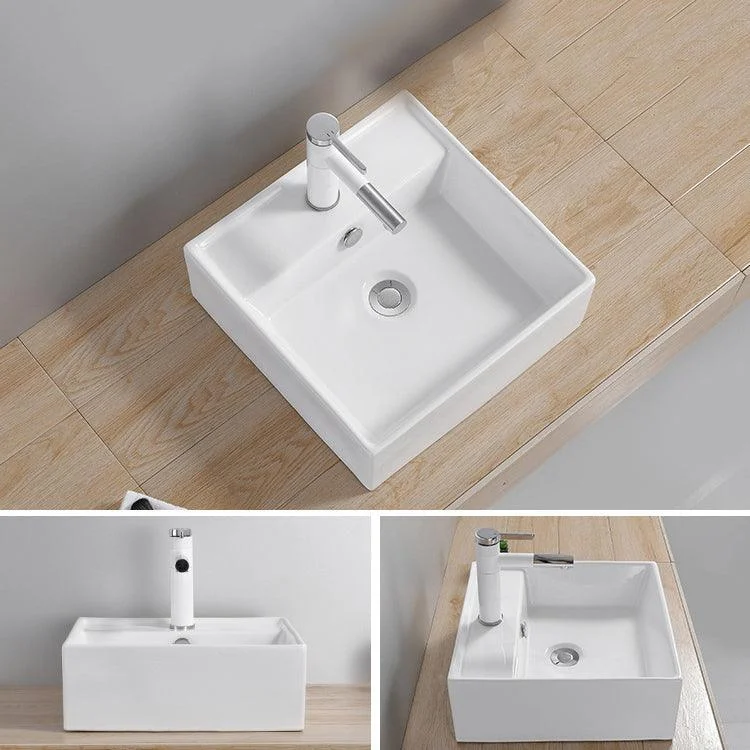 Modern Wash Stand Porcelain Rectangular with Drain Assembly and Pop-Up Drain Vessel Sink -Bathlova