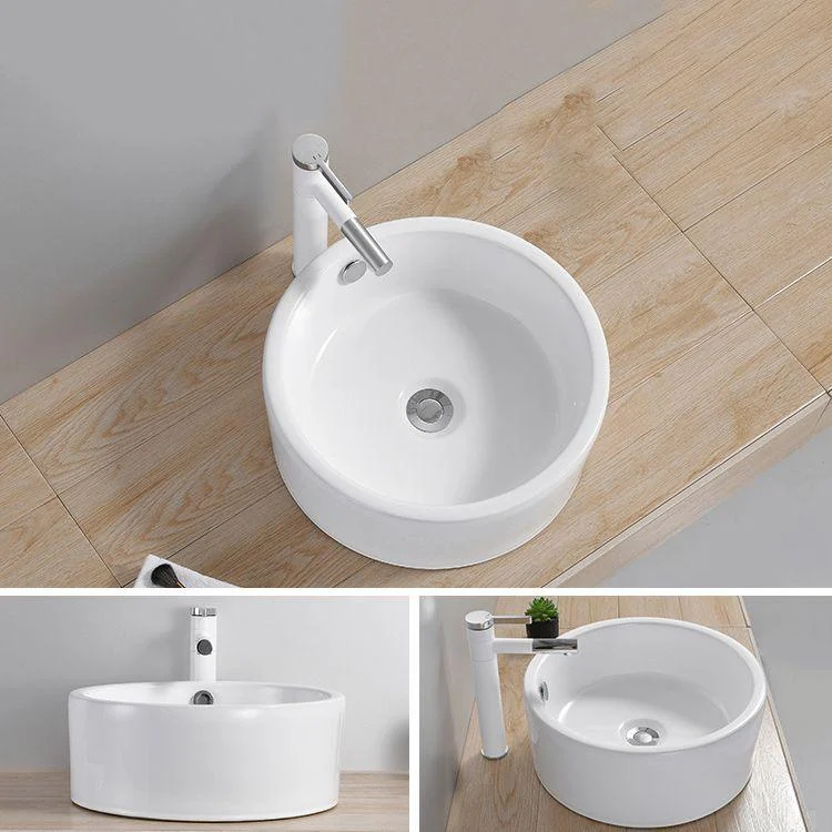 Modern Wash Stand Porcelain Rectangular with Drain Assembly and Pop-Up Drain Vessel Sink -Bathlova