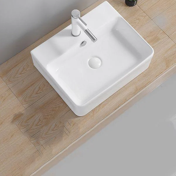 Modern Wash Stand Porcelain Rectangular with Drain Assembly and Pop-Up Drain Vessel Sink -Bathlova