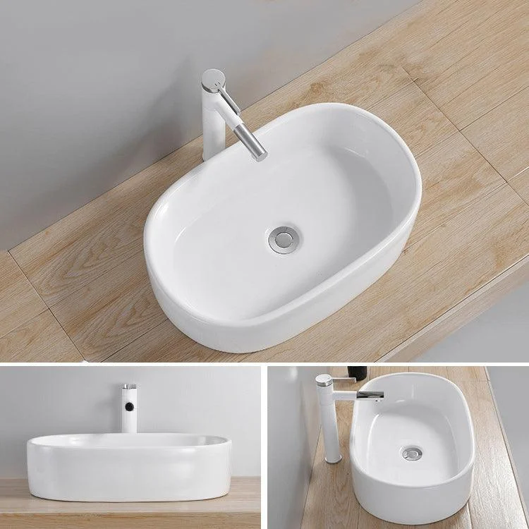 Modern Wash Stand Porcelain Rectangular with Drain Assembly and Pop-Up Drain Vessel Sink -Bathlova