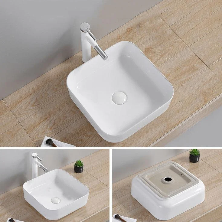 Modern Wash Stand Porcelain Rectangular with Drain Assembly and Pop-Up Drain Vessel Sink -Bathlova