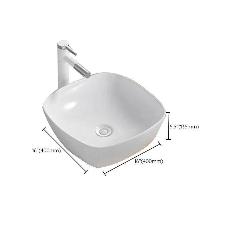 Modern Wash Stand Porcelain Rectangular with Drain Assembly and Pop-Up Drain Vessel Sink -Bathlova