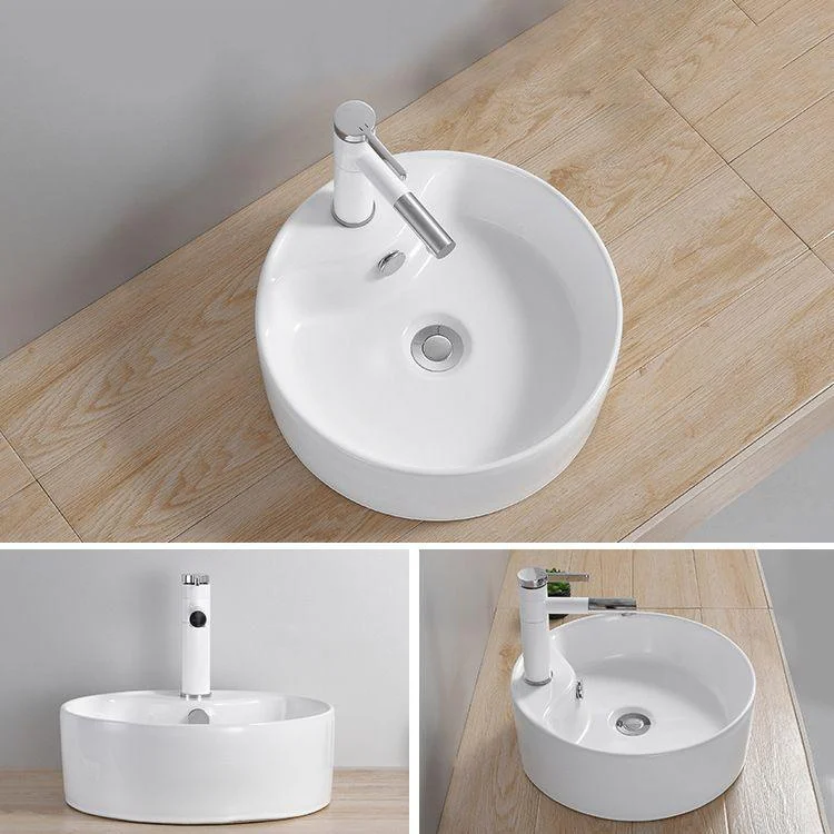 Modern Wash Stand Porcelain Rectangular with Drain Assembly and Pop-Up Drain Vessel Sink -Bathlova