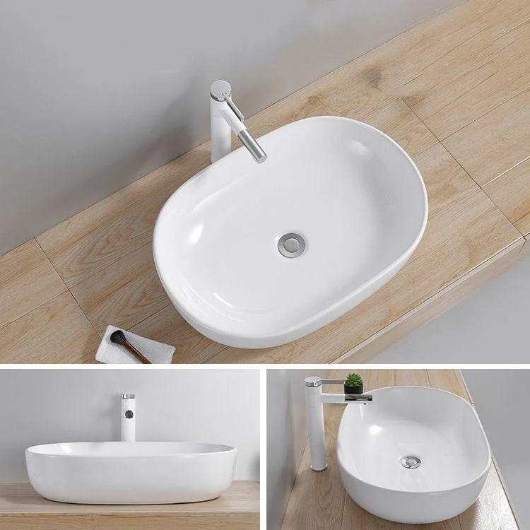 Modern Wash Stand Porcelain Rectangular with Drain Assembly and Pop-Up Drain Vessel Sink -Bathlova