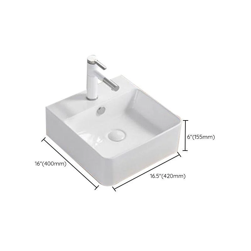 Modern Wash Stand Porcelain Rectangular with Drain Assembly and Pop-Up Drain Vessel Sink -Bathlova