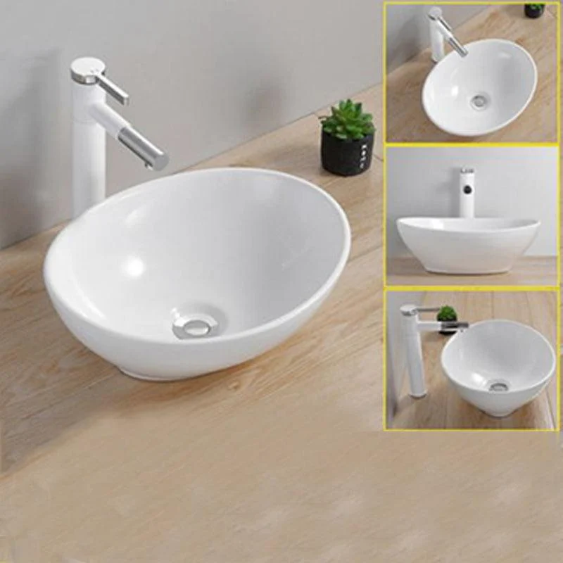 Modern Wash Stand Porcelain Rectangular with Drain Assembly and Pop-Up Drain Vessel Sink -Bathlova