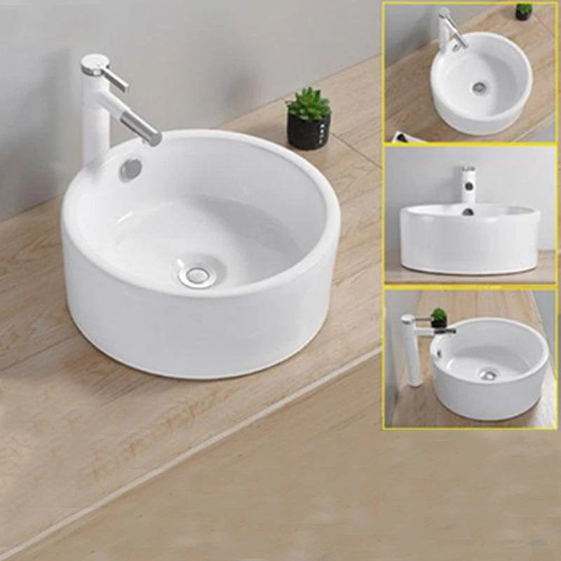 Modern Wash Stand Porcelain Rectangular with Drain Assembly and Pop-Up Drain Vessel Sink -Bathlova