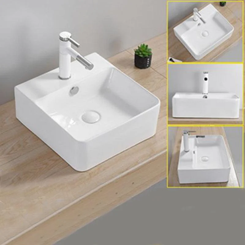 Modern Wash Stand Porcelain Rectangular with Drain Assembly and Pop-Up Drain Vessel Sink -Bathlova