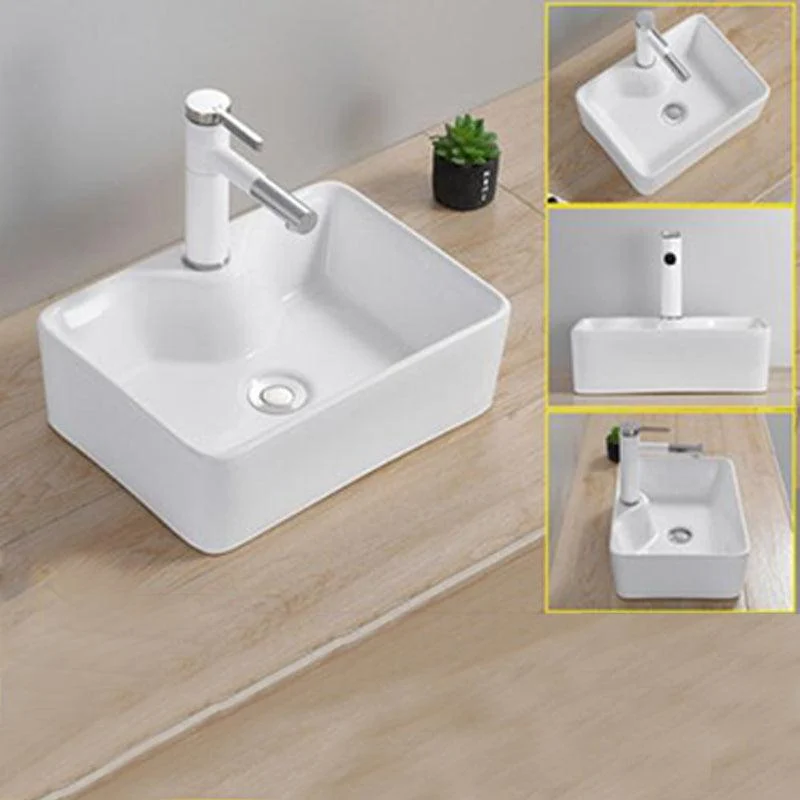 Modern Wash Stand Porcelain Rectangular with Drain Assembly and Pop-Up Drain Vessel Sink -Bathlova