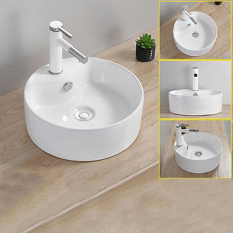 Modern Wash Stand Porcelain Rectangular with Drain Assembly and Pop-Up Drain Vessel Sink -Bathlova