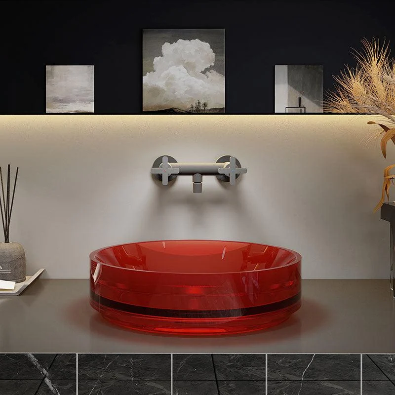 Modern Wash Stand Transparent Solid Color Resin Bathroom Sink(Not Included Tap) -Bathlova