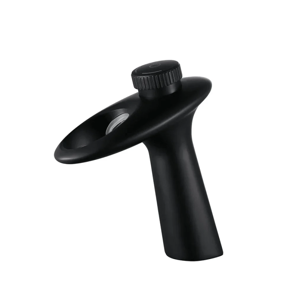 Modern Waterfall Single Knob Bathroom Tap in Black -Bathlova