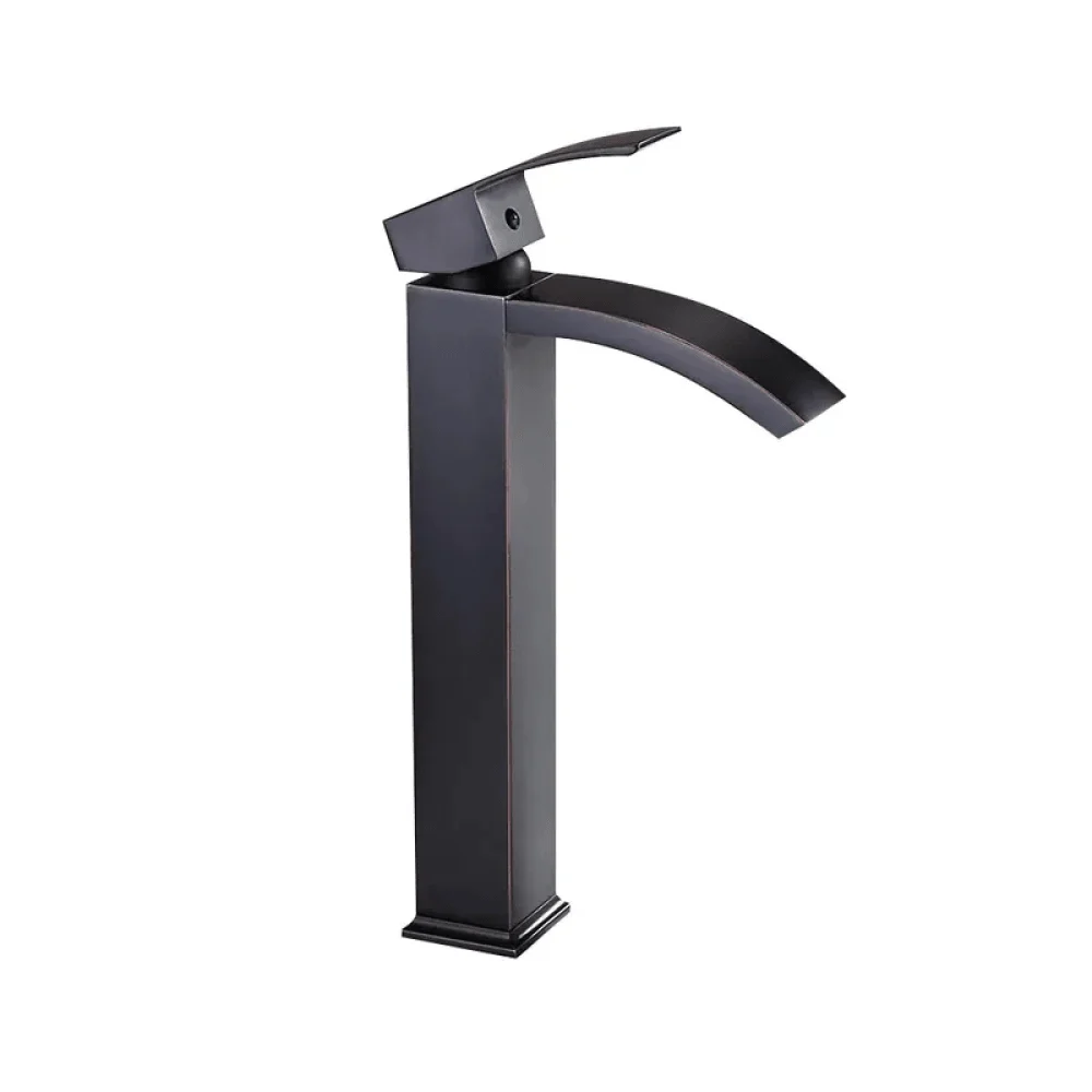 Modern Waterfall Spout Bathroom Tap in Antique Black Vessel Sink -Bathlova