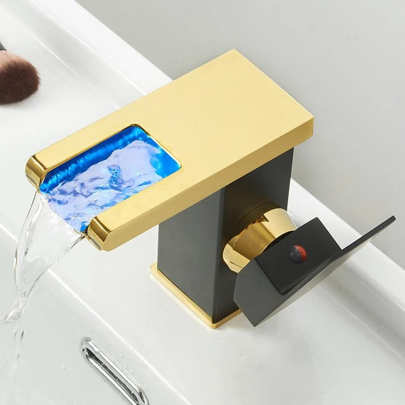 Modern Waterfall Spout Sink Tap with Led Brass Lavatory Tap -Bathlova