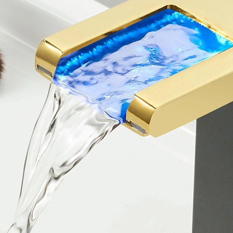 Modern Waterfall Spout Sink Tap with Led Brass Lavatory Tap -Bathlova