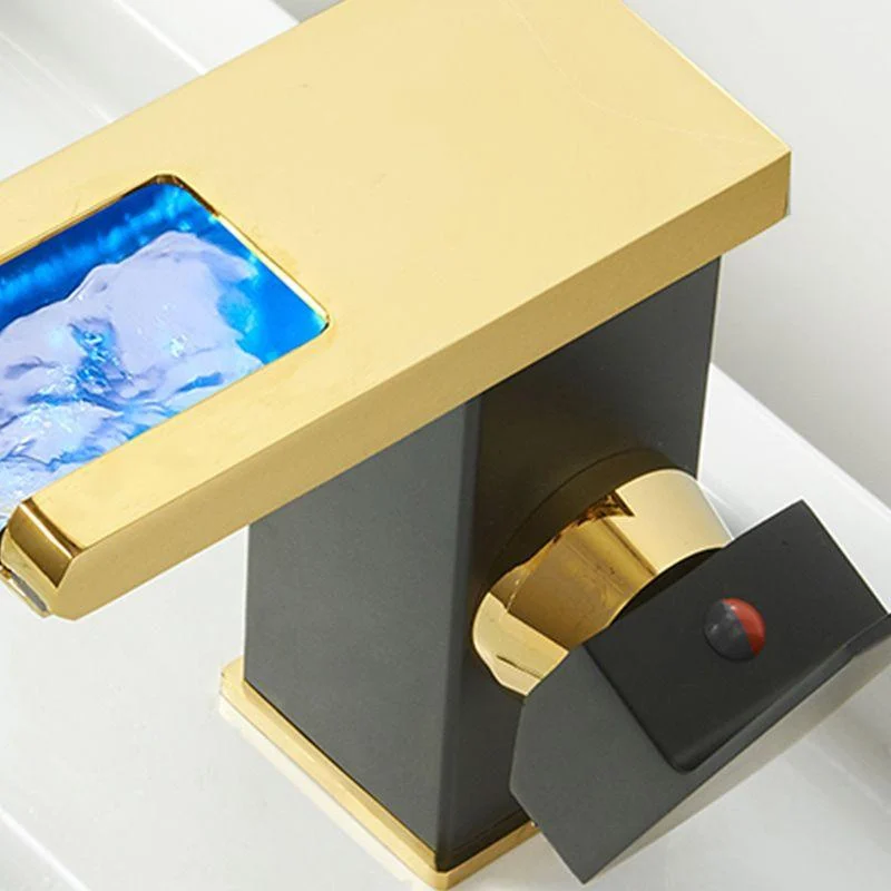 Modern Waterfall Spout Sink Tap with Led Brass Lavatory Tap -Bathlova