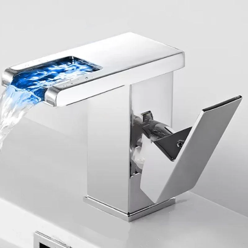 Modern Waterfall Spout Sink Tap with Led Brass Lavatory Tap -Bathlova