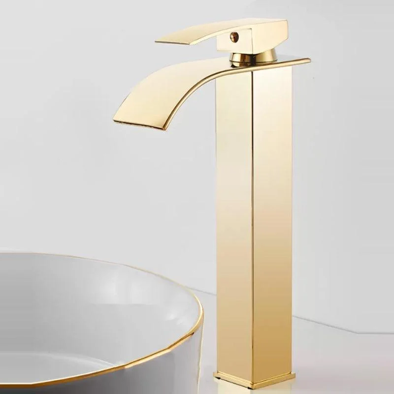 Modern Waterfall Spout Sink Tap with Led Brass Lavatory Tap -Bathlova