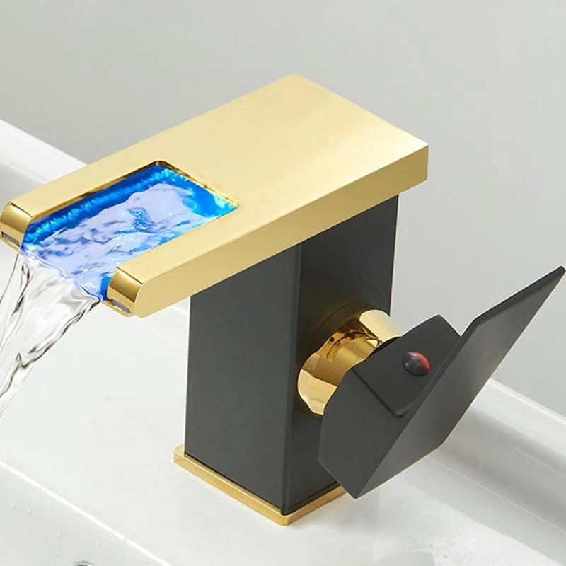 Modern Waterfall Spout Sink Tap with Led Brass Lavatory Tap -Bathlova