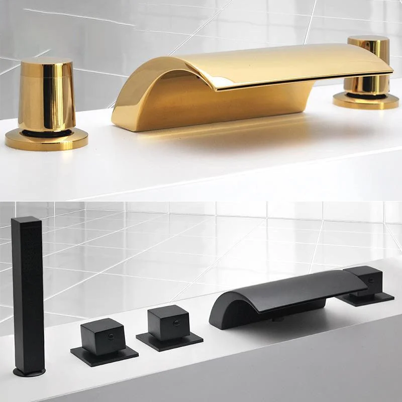 Modern Waterfall Spout Tub Tap Bathroom Low Arc Bathtub Tap -Bathlova