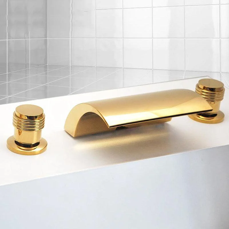 Modern Waterfall Spout Tub Tap Bathroom Low Arc Bathtub Tap -Bathlova