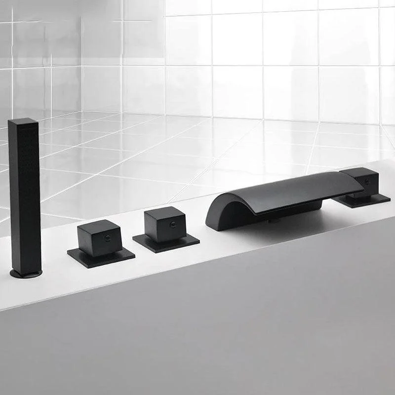 Modern Waterfall Spout Tub Tap Bathroom Low Arc Bathtub Tap -Bathlova