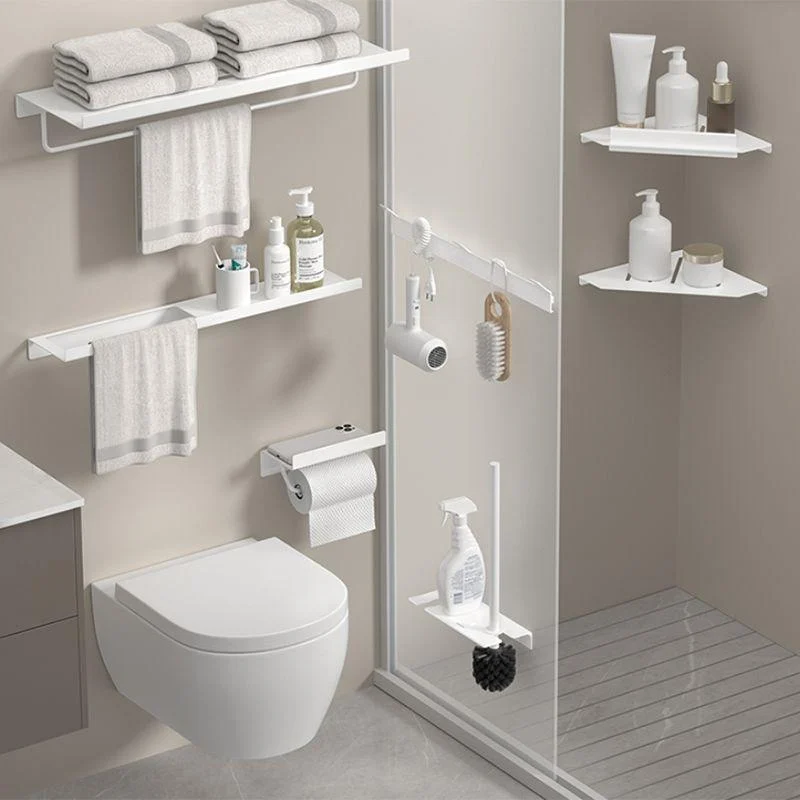 Modern White Bath Hardware Set Bath Shelf Paper Holder Bathroom Accessory Kit -Bathlova