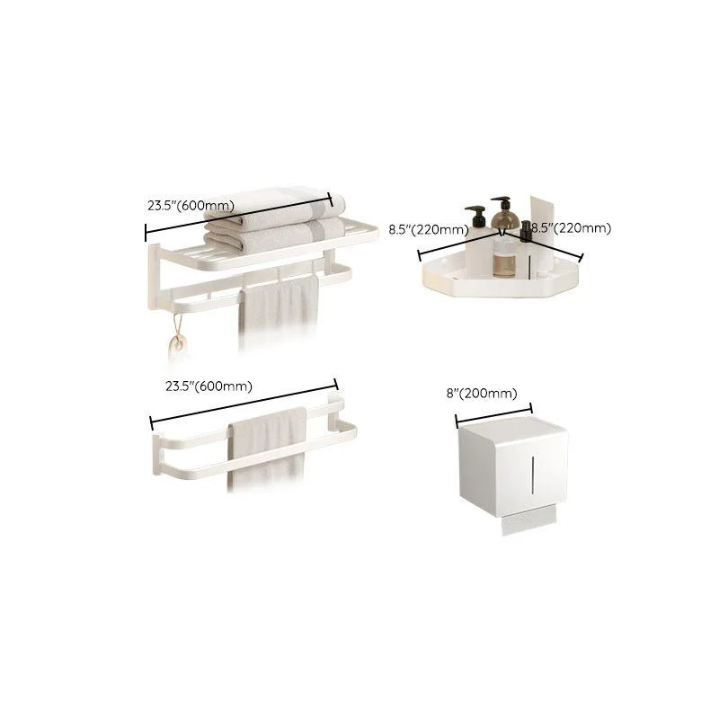 Modern White Bath Hardware Set Bath Shelf Paper Holder Bathroom Accessory Kit -Bathlova