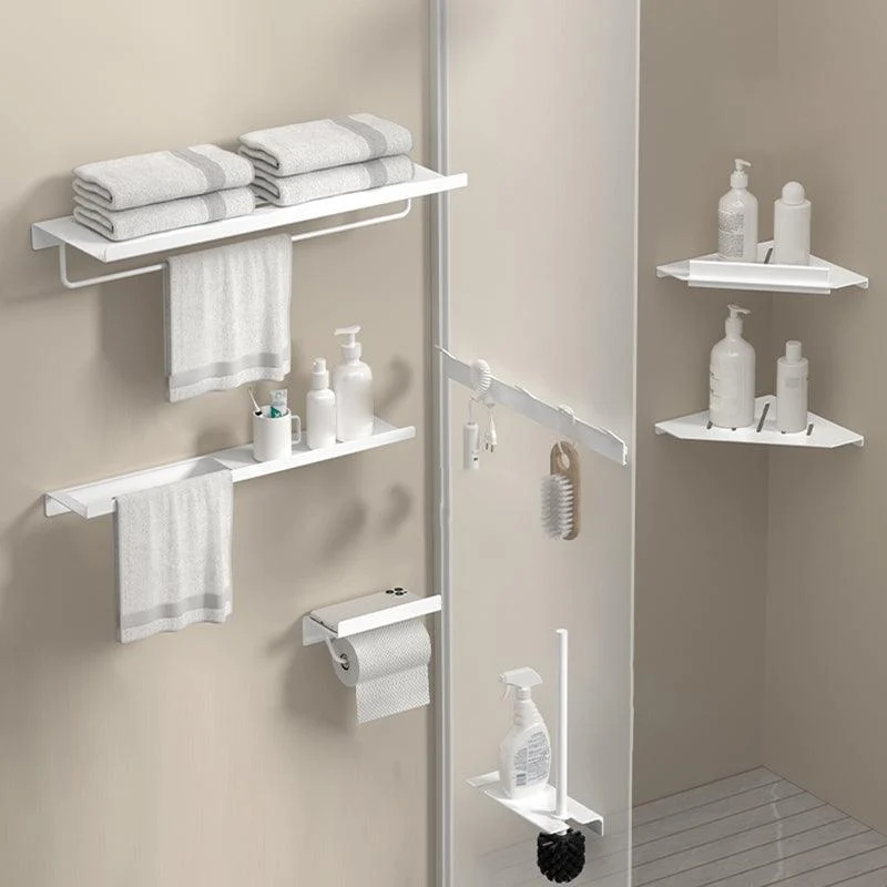 Modern White Bath Hardware Set Bath Shelf Paper Holder Bathroom Accessory Kit -Bathlova