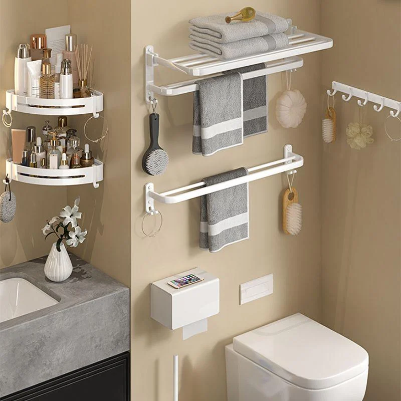 Modern White Bathroom Accessory Kit Bath Shelf Towel Bar Bath Hardware Set -Bathlova