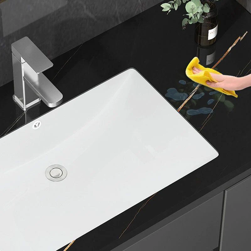 Modern White Bathroom Sink Porcelain Trough Bathroom Sink with Tap -Bathlova