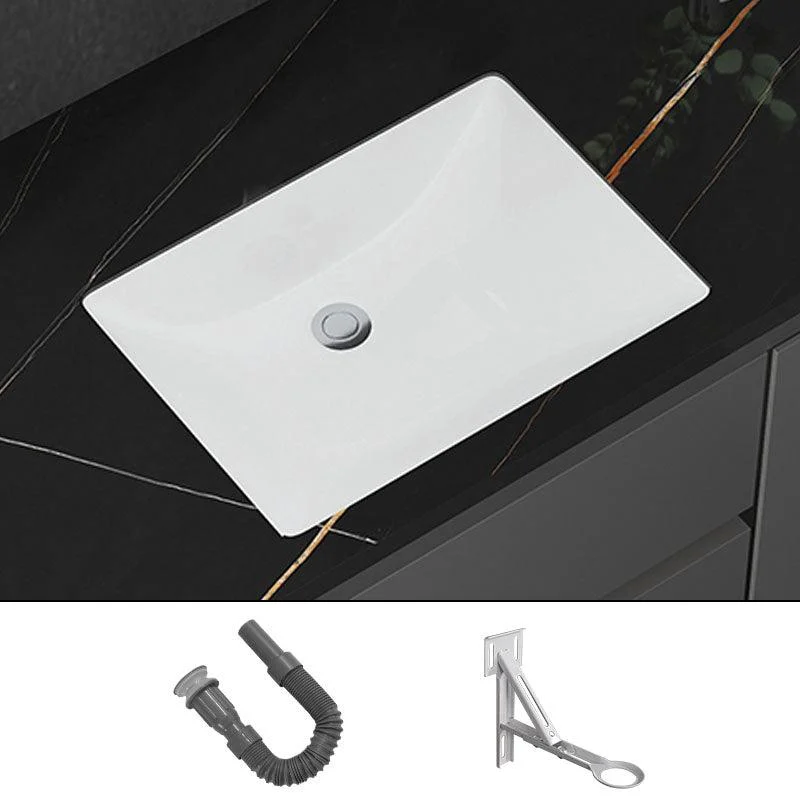 Modern White Bathroom Sink Porcelain Trough Bathroom Sink with Tap -Bathlova