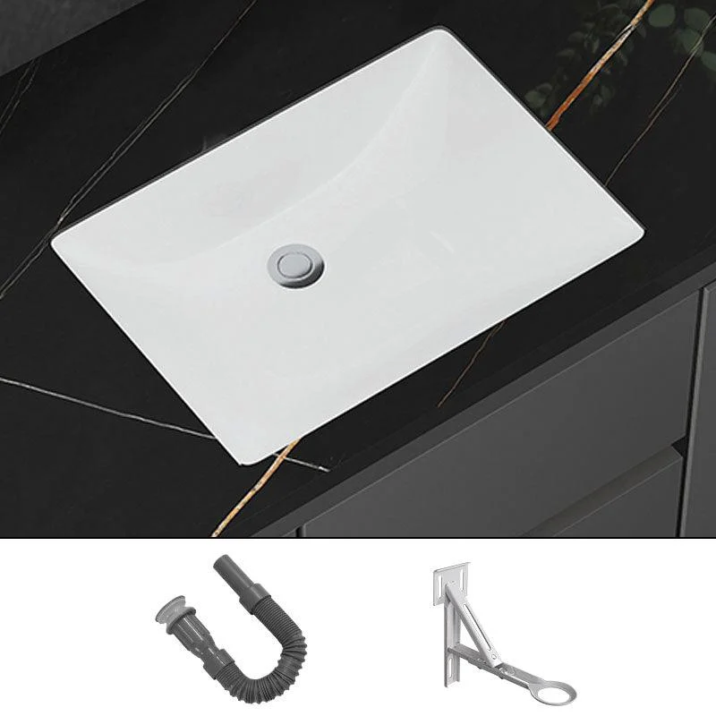 Modern White Bathroom Sink Porcelain Trough Bathroom Sink with Tap -Bathlova