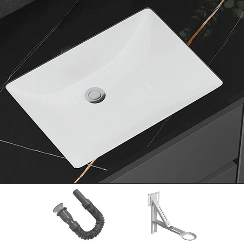 Modern White Bathroom Sink Porcelain Trough Bathroom Sink with Tap -Bathlova