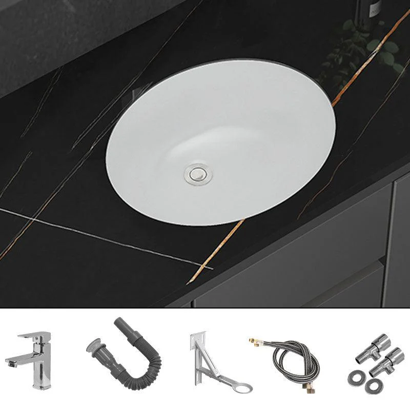 Modern White Bathroom Sink Porcelain Trough Bathroom Sink with Tap -Bathlova