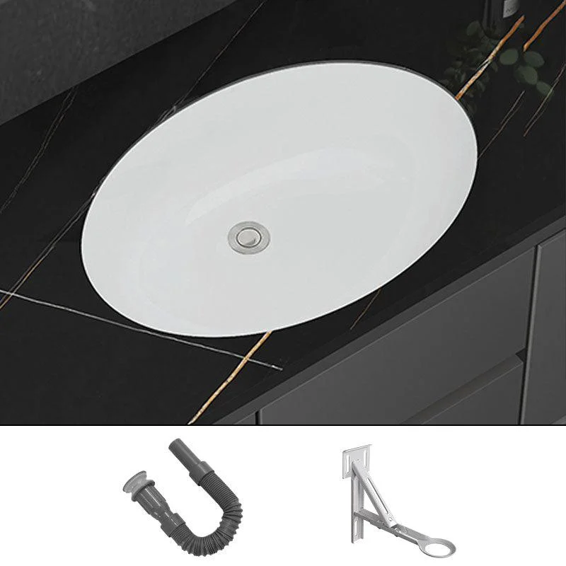 Modern White Bathroom Sink Porcelain Trough Bathroom Sink with Tap -Bathlova