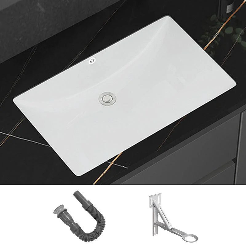 Modern White Bathroom Sink Porcelain Trough Bathroom Sink with Tap -Bathlova