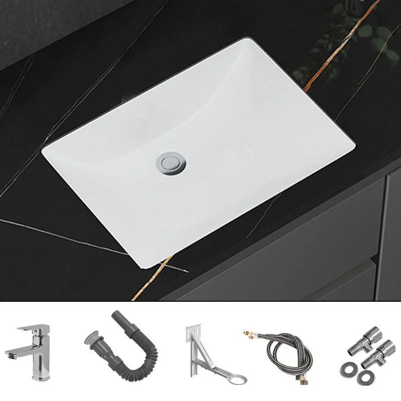 Modern White Bathroom Sink Porcelain Trough Bathroom Sink with Tap -Bathlova